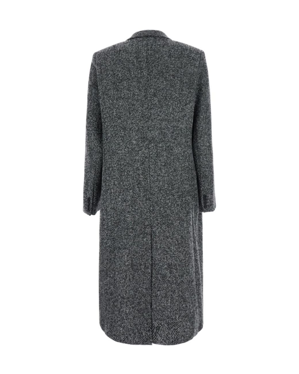 Emporio Armani Gray Textured Double-Breasted Coat for men
