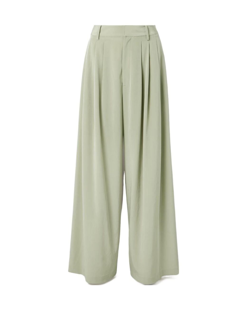 Tibi Green Crepe De Chine Wide-Leg Pants
