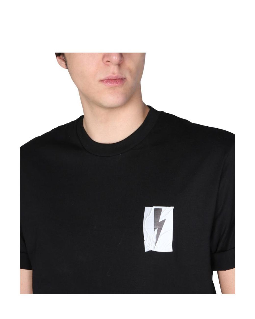 Neil Barrett Black Flag Bolt Cotton T-Shirt for men