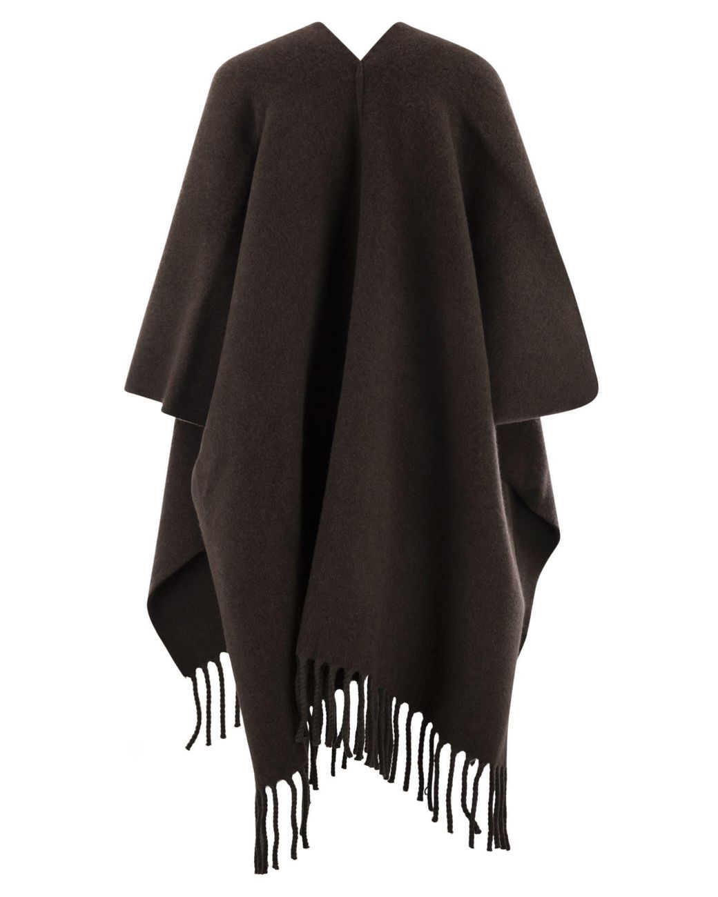 Brunello Cucinelli Black Fringed-Edge Knitted Cape