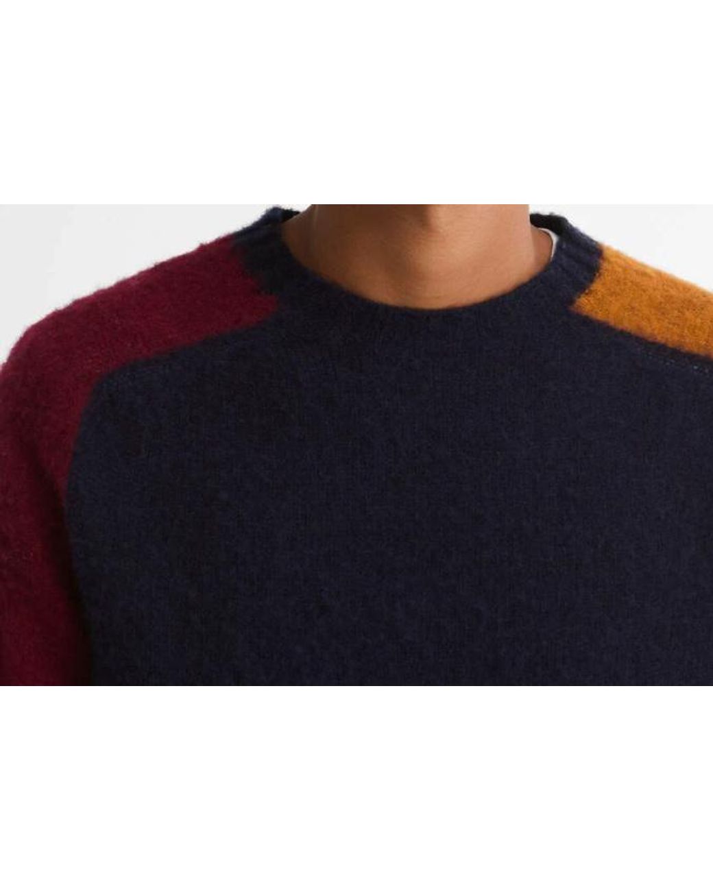 Barbour Blue Crew Neck Color Block Knit Sweater for men