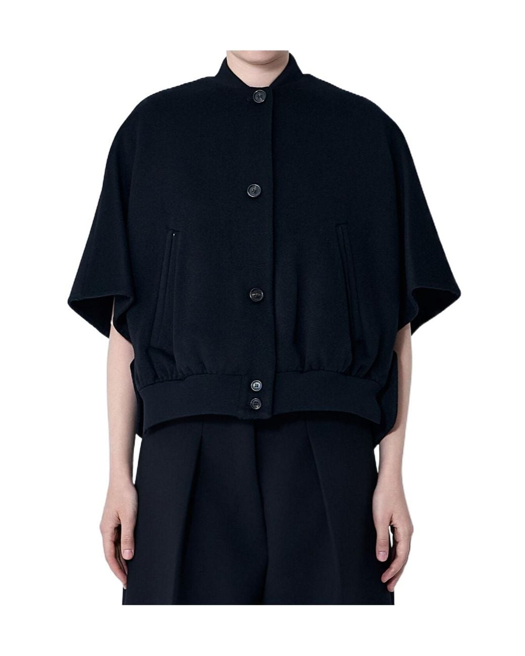Max Mara Blue Leticia Button-Up Coat