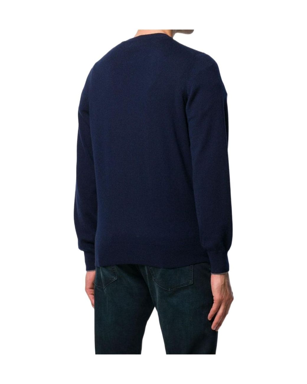 Brunello Cucinelli Blue Crewneck Knitted Jumper for men