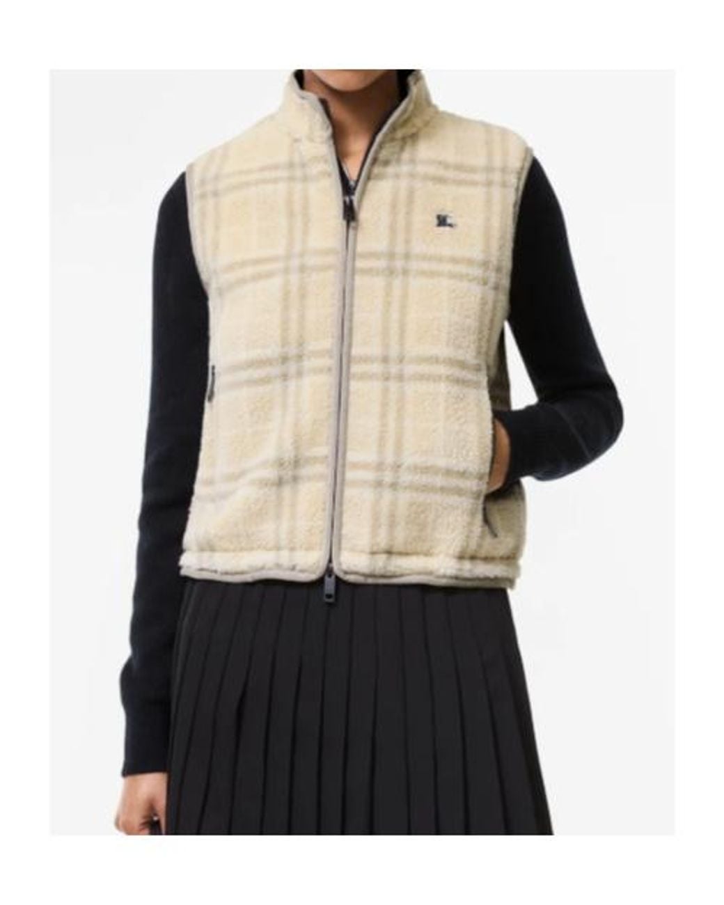 Burberry Natural Check Wool Cashmere Blend Fleece Gilet