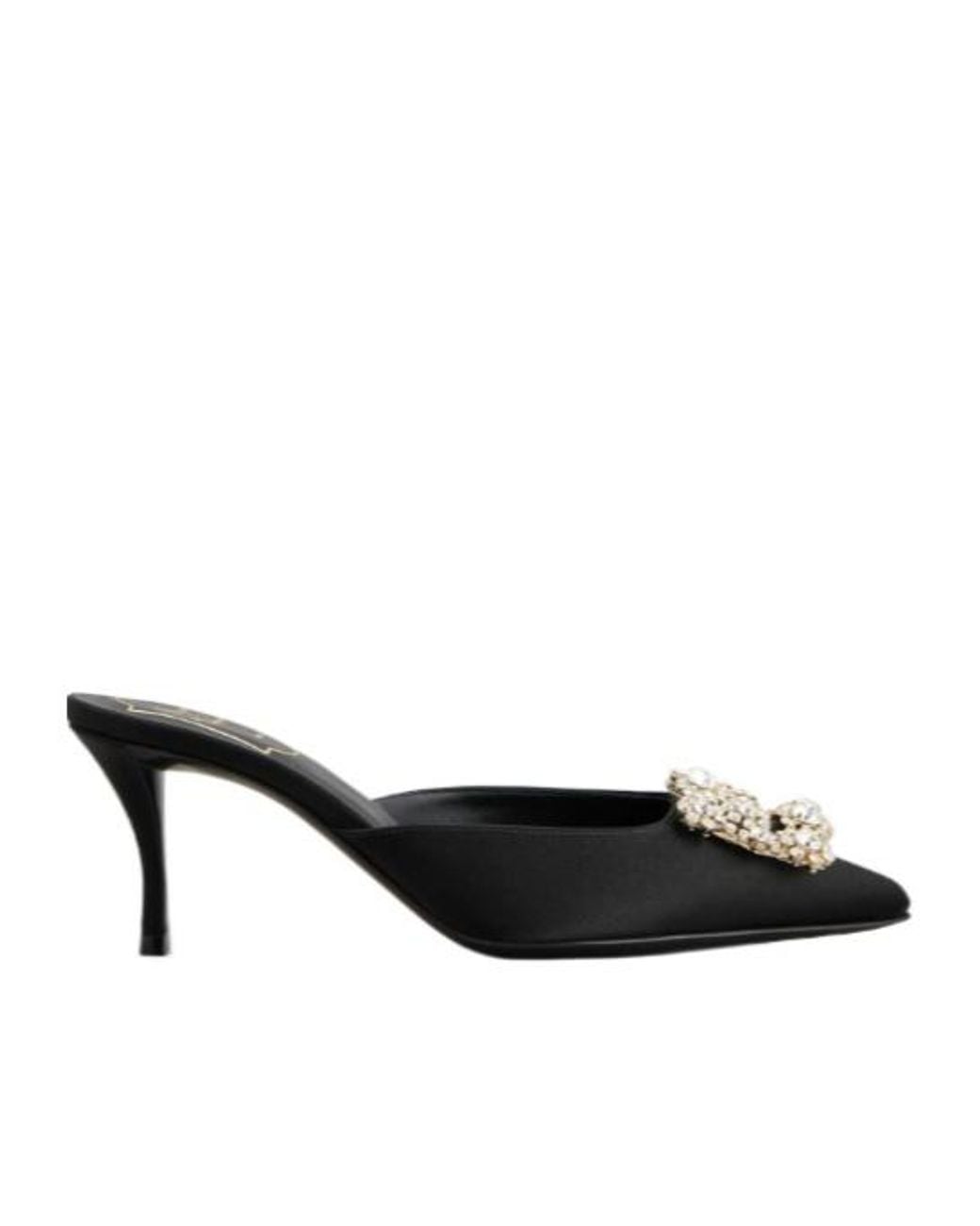 Roger Vivier Black Buckle Embellished Slip-On Mules