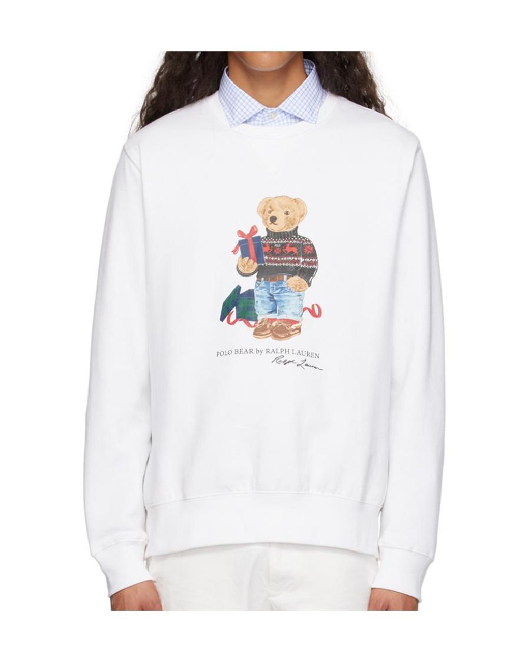 Polo Ralph Lauren White Teddy-Bear Print Jersey Sweatshirt for men