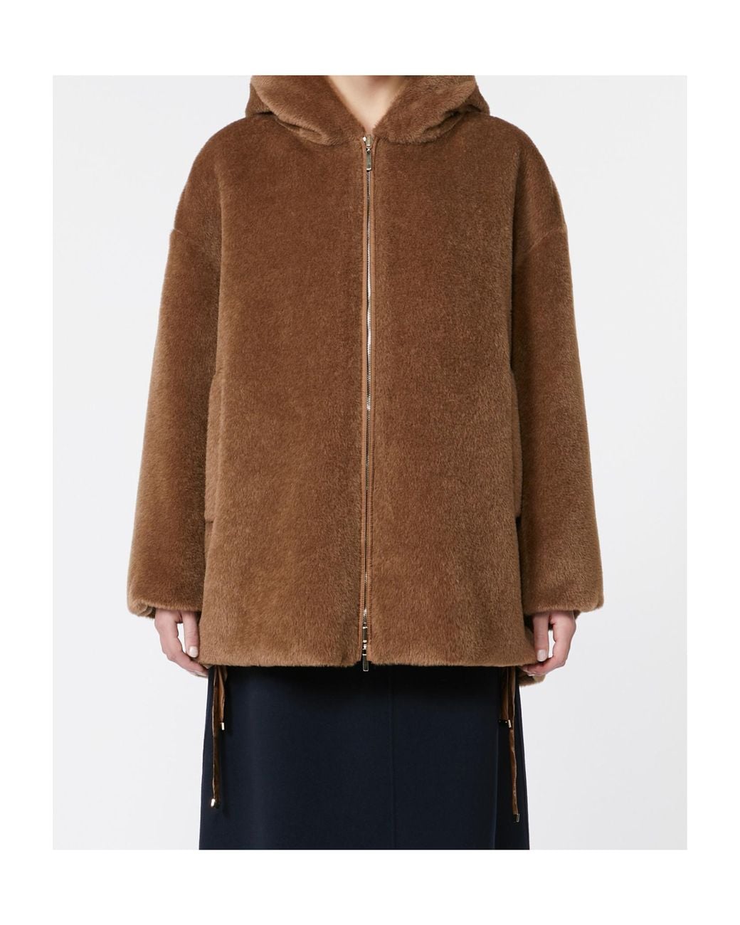 Max Mara Brown The Cube Olivia Reversible Zip-Up Hooded Coat