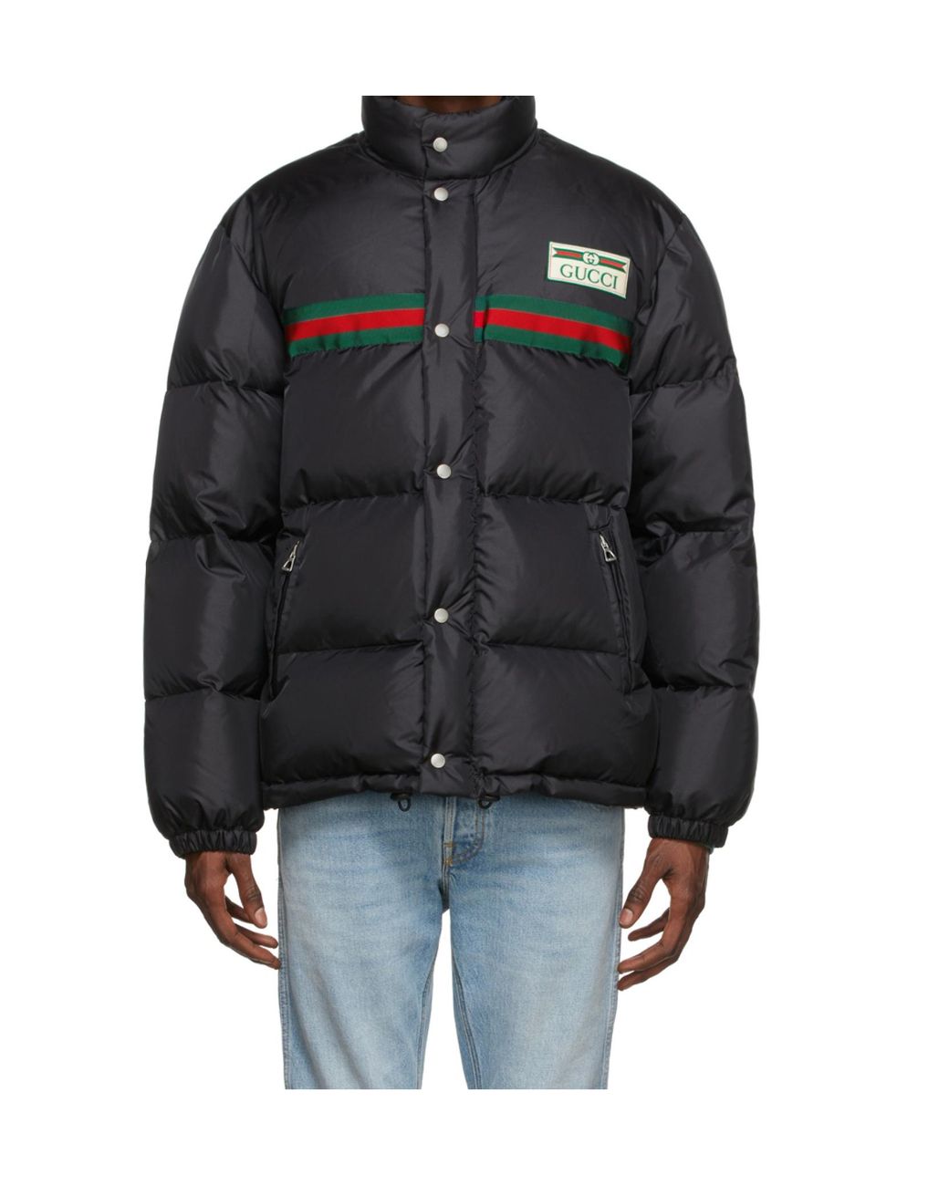Gucci Black Logo-Patch Padded Jacket for men