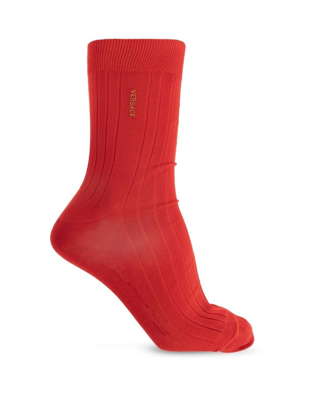 Versace Red Ribbed Logo Socks for men