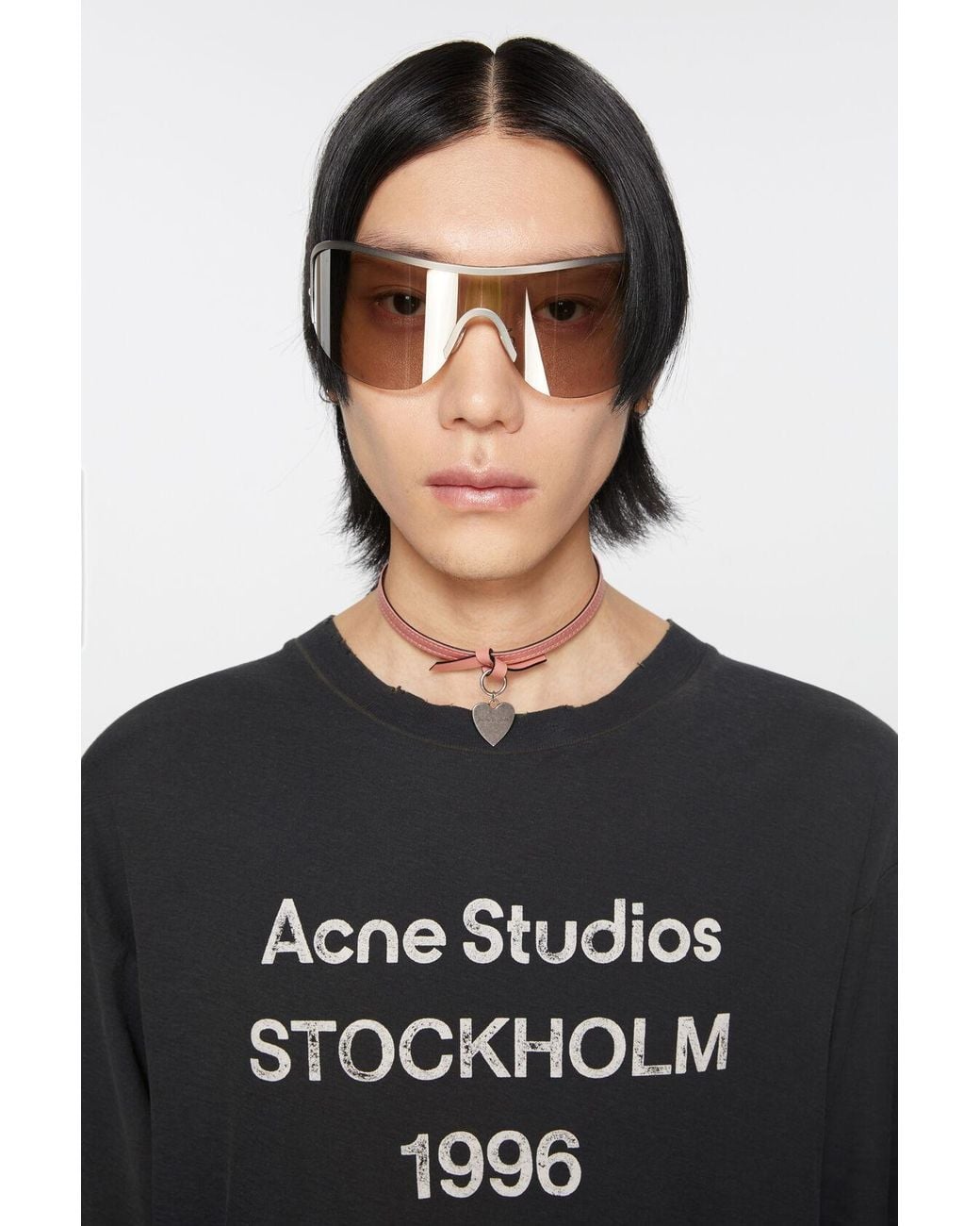 Acne White Musubi Heart-Charm Necklace