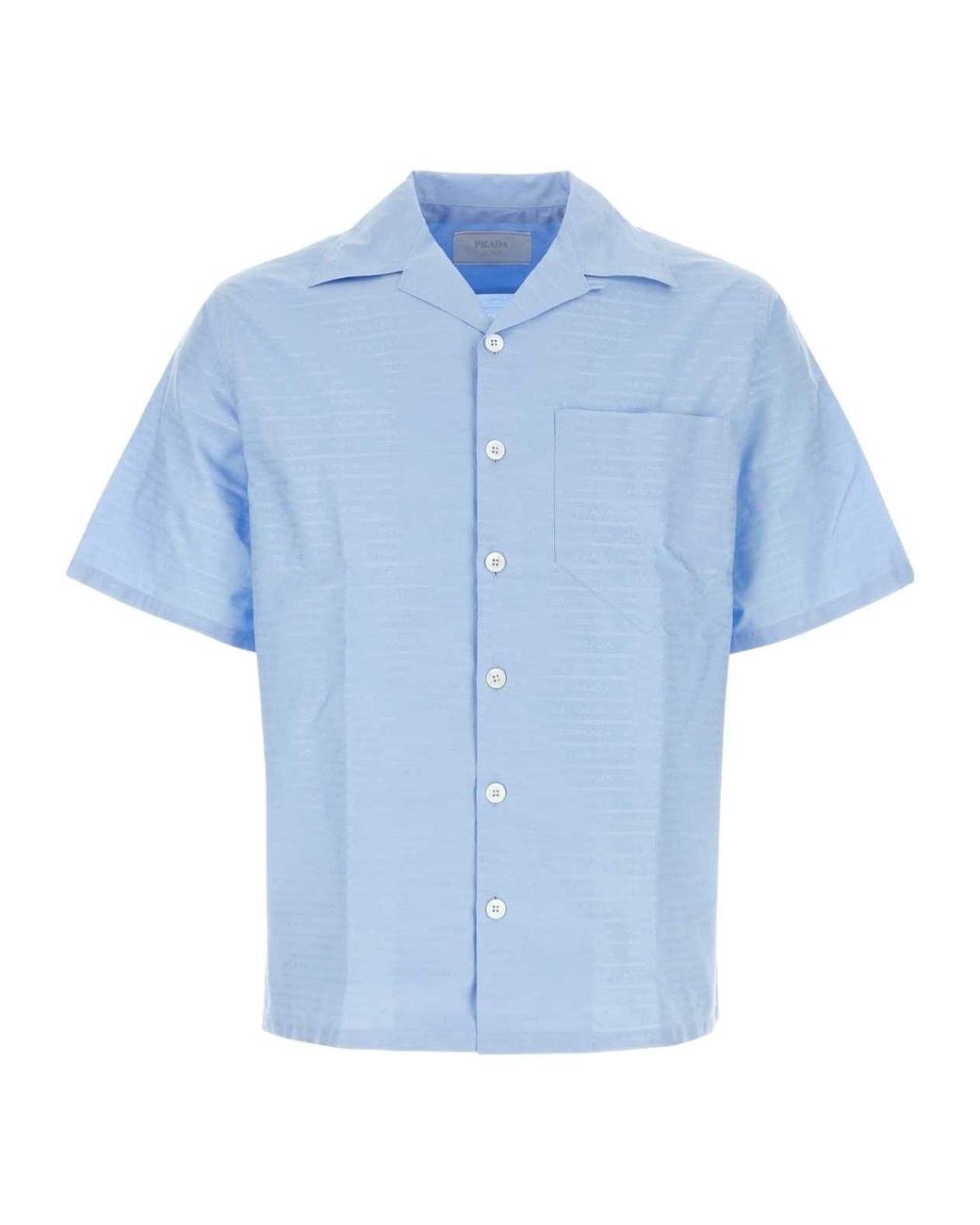 Prada Blue Short-Sleeved Button-Up Shirt for men