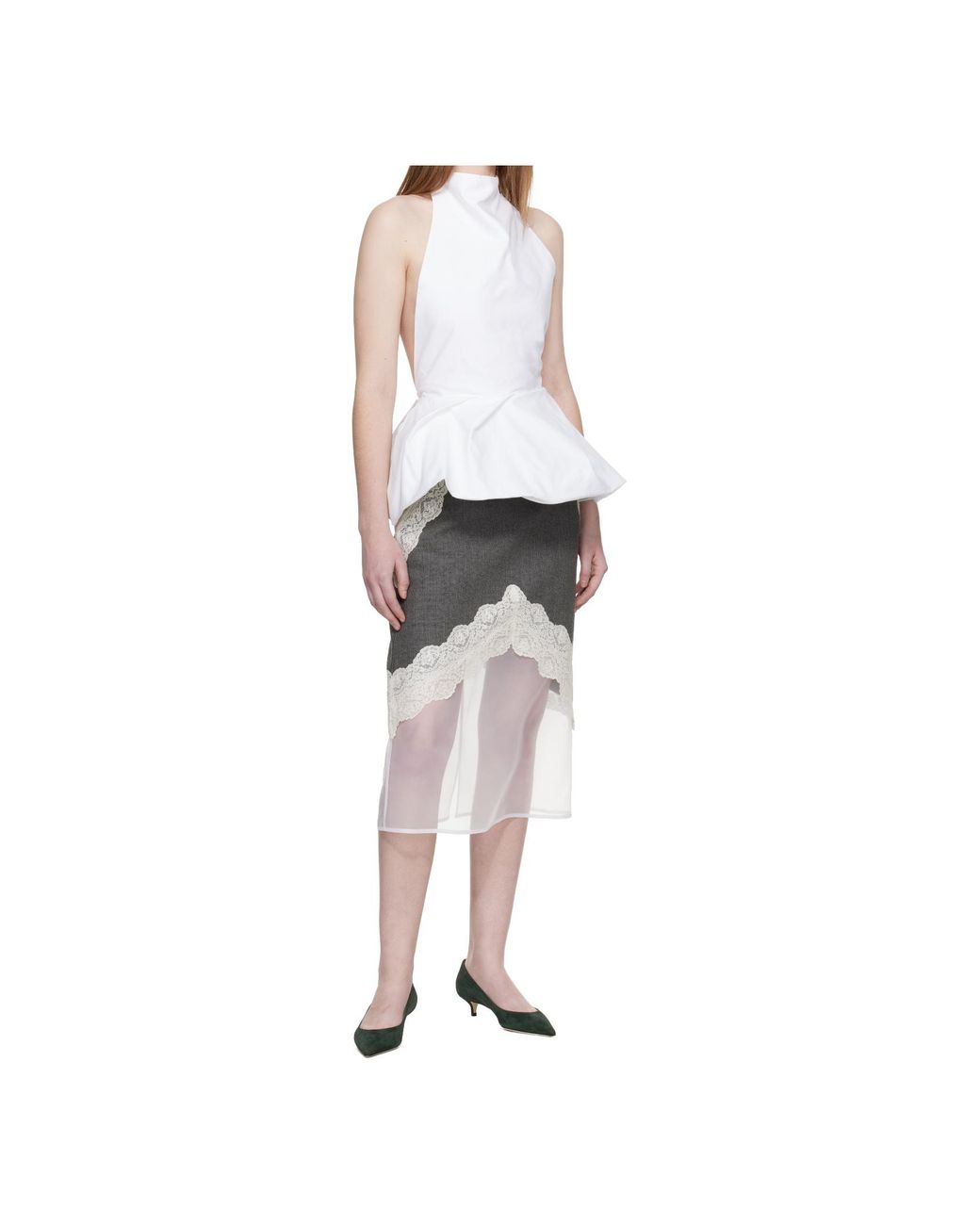 Magda Butrym White Backless Ruffled Top