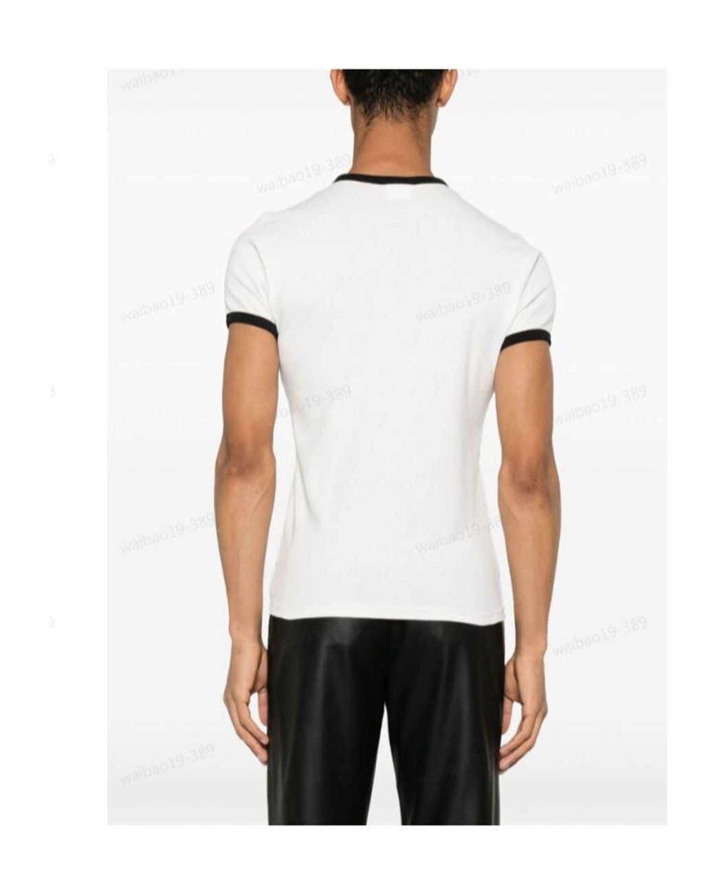 Courreges White Courrèges Contrast Crewneck Straight Hem T-Shirt for men