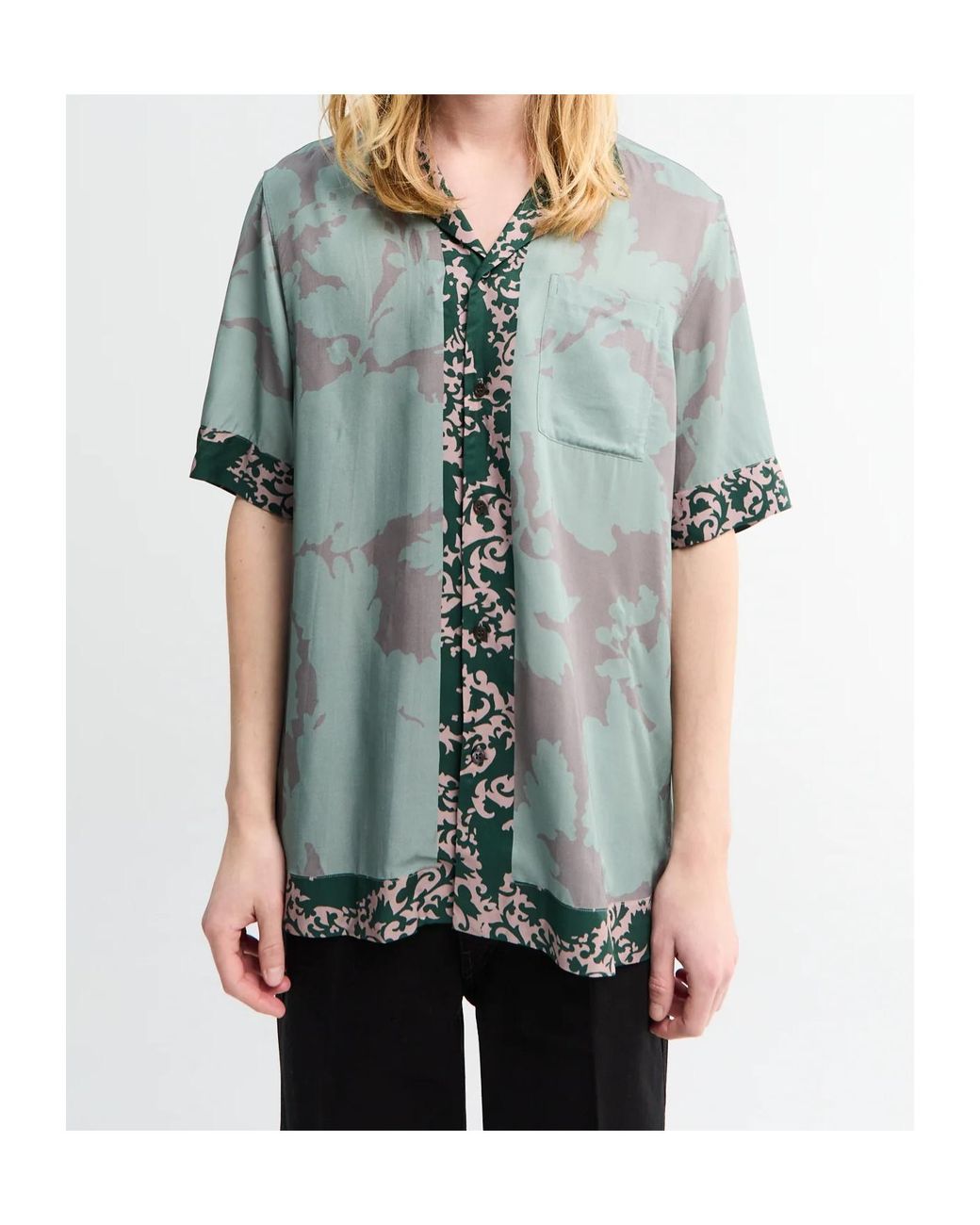 Dries Van Noten Blue Satin Shirt for men