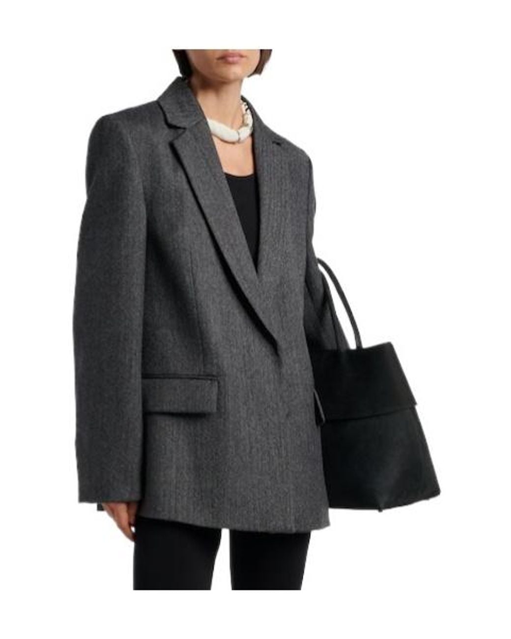 Totême Black Solid Color Wool Blazer