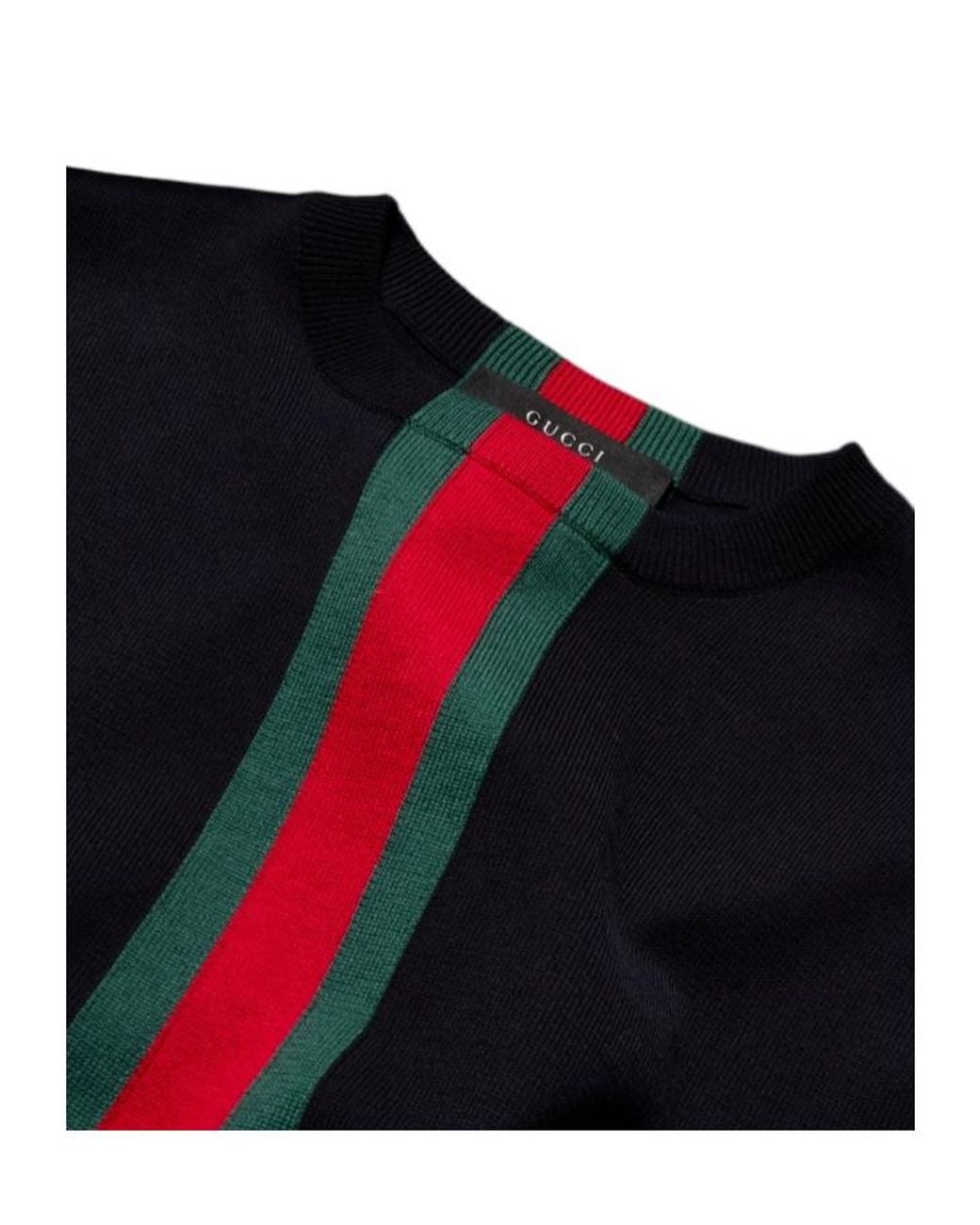 Gucci Blue Web Intarsia Knitted Jumper for men