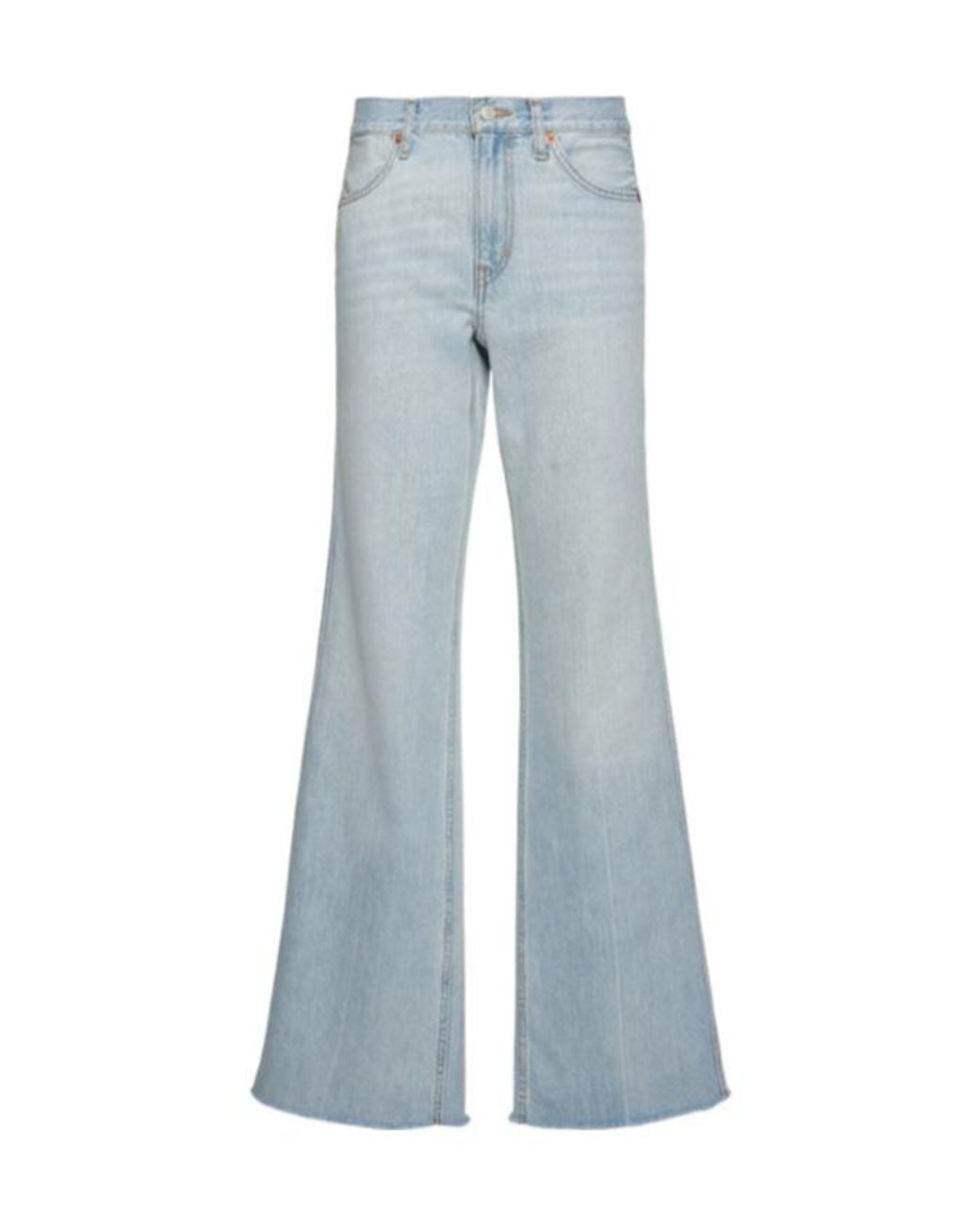Re/done Blue Ripped Denim Pants With Decorative Hem