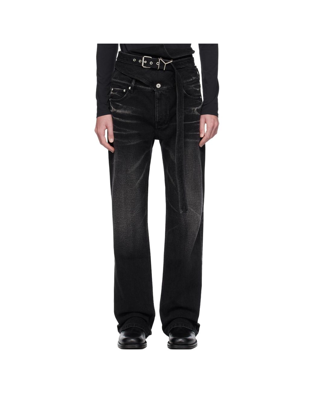 Y. Project Black Wrap Belt Jeans
