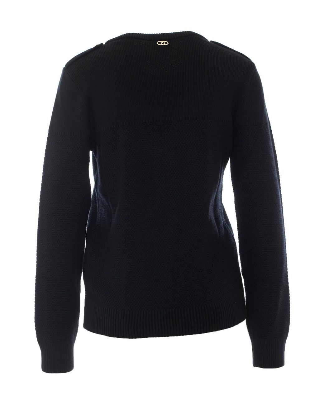 Liu Jo Blue Button-Shoulder Knitted Sweater