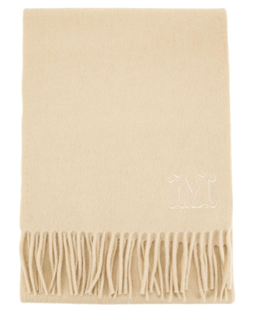 Max Mara Metallic Wkclara Logo Embroidered Fringed Edge Scarf