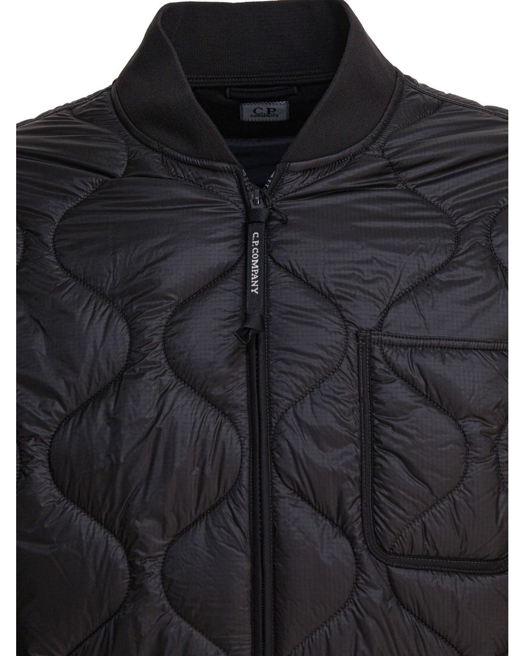 C P Company Black Quilted Medium Jacket for men