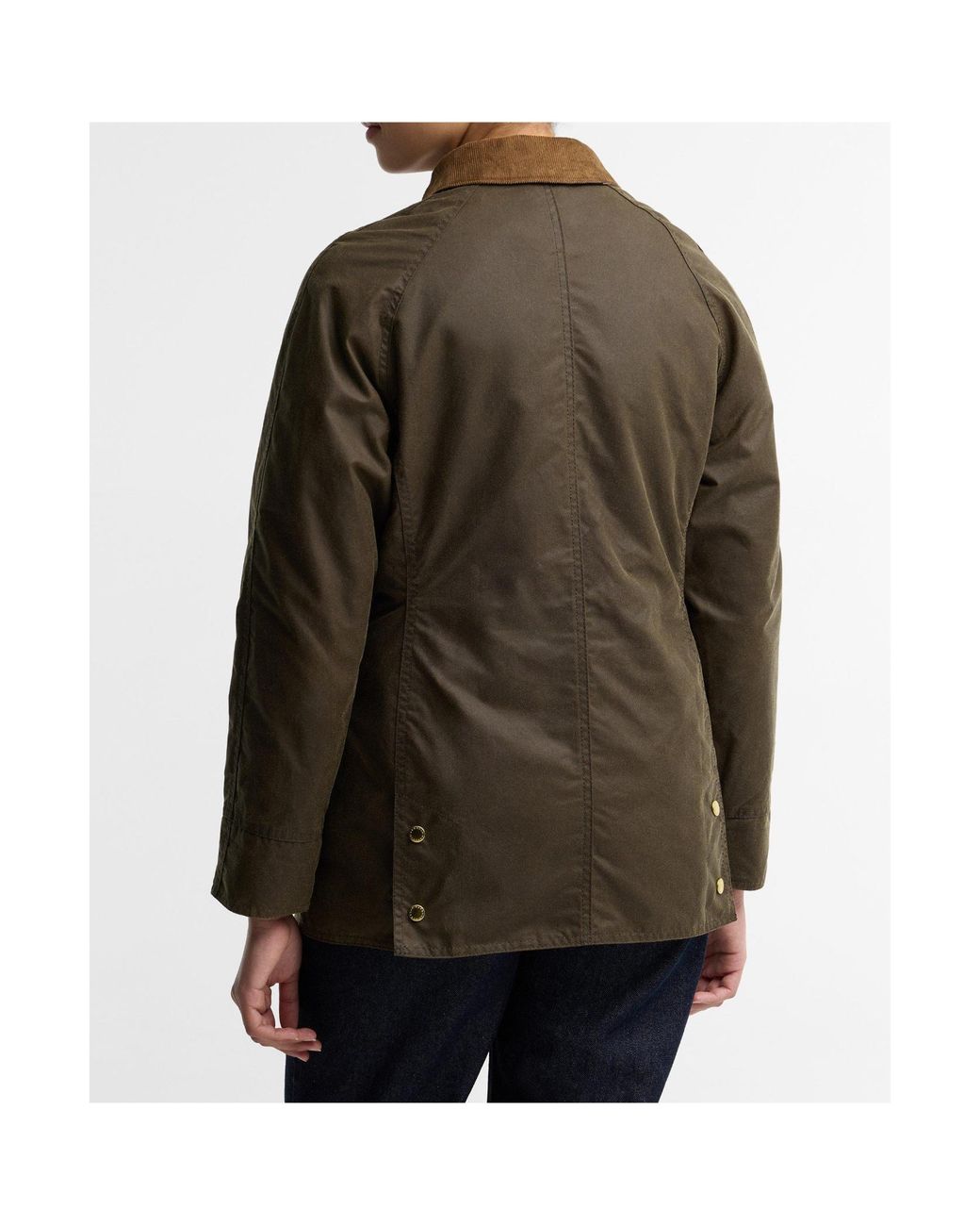 Barbour Green Cord Collar Waxed Jacket