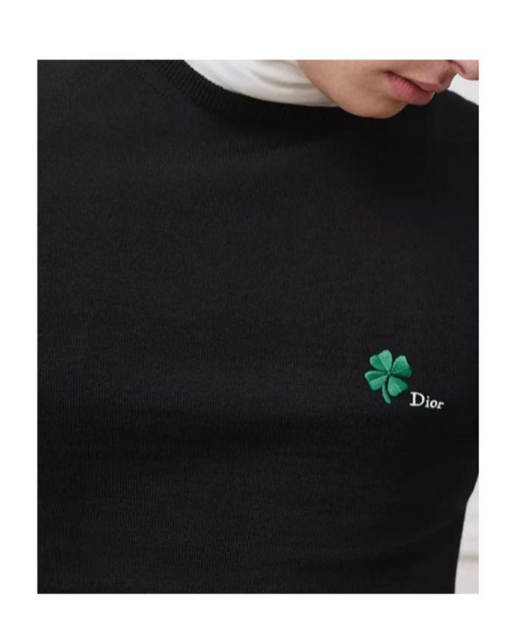 Dior Black Sweater With Clover Embroidery for men