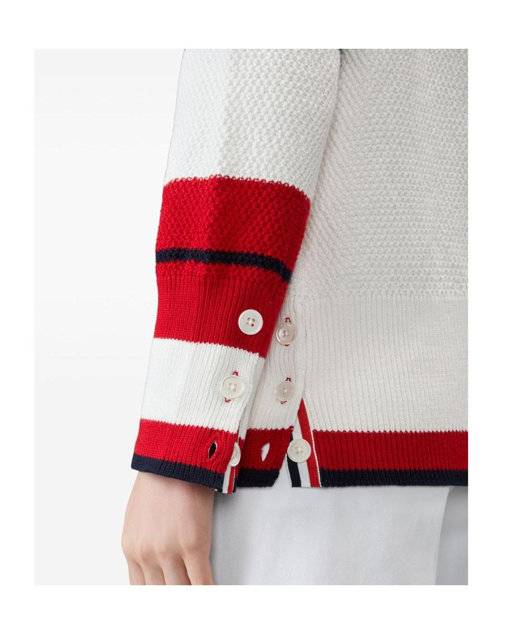 Thom Browne Red Tennis Racquet Intarsia Cardigan