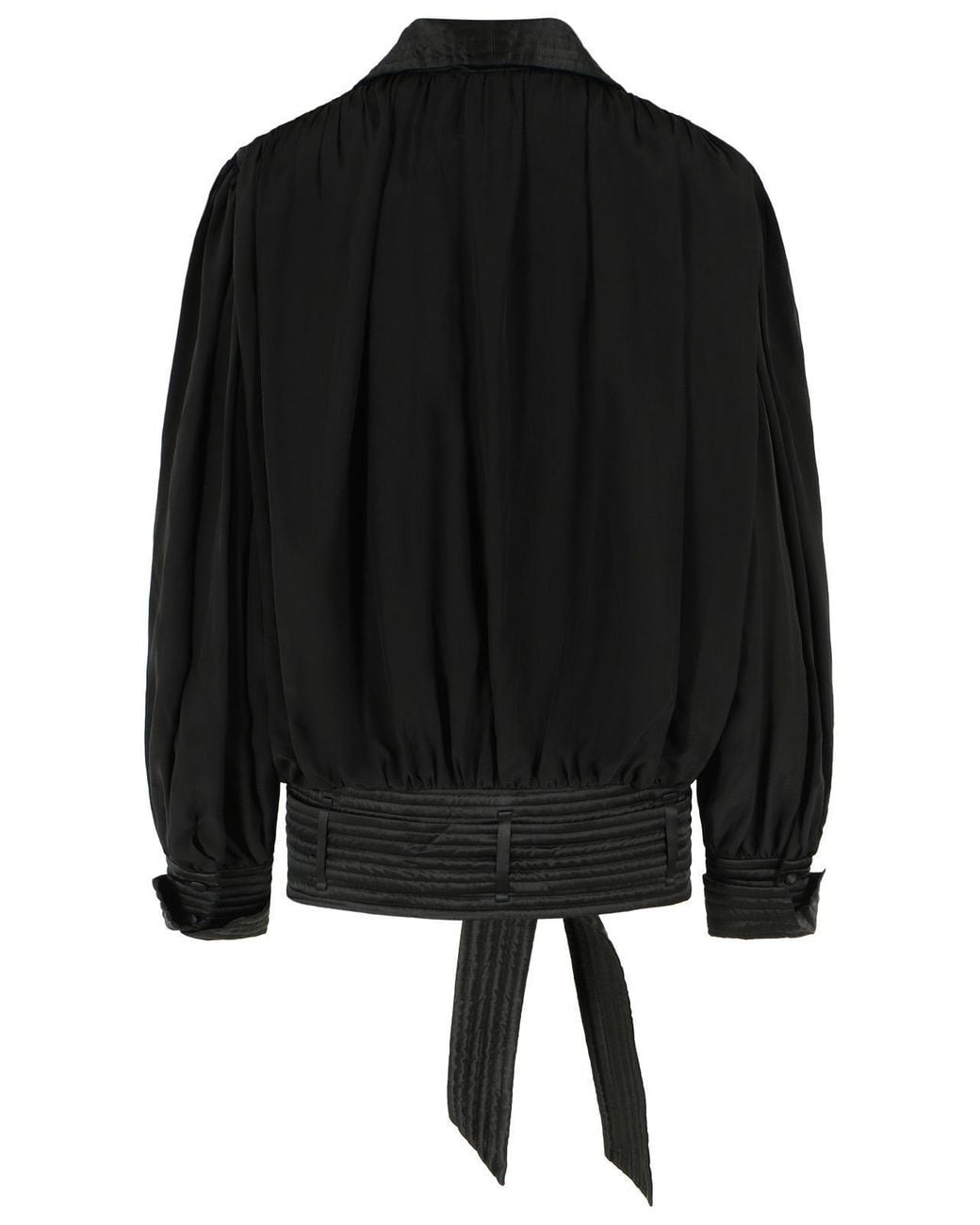 Isabel Marant Black Tie-Detailed Satin-Trimmed Silk-Crepe De Chine Jacket