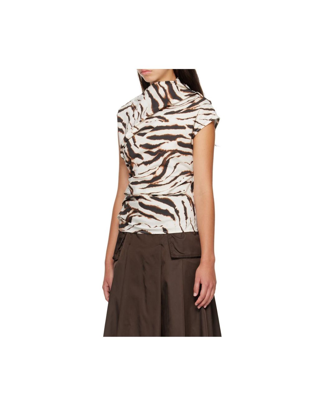 Ganni Gray Draped Open-Back Top