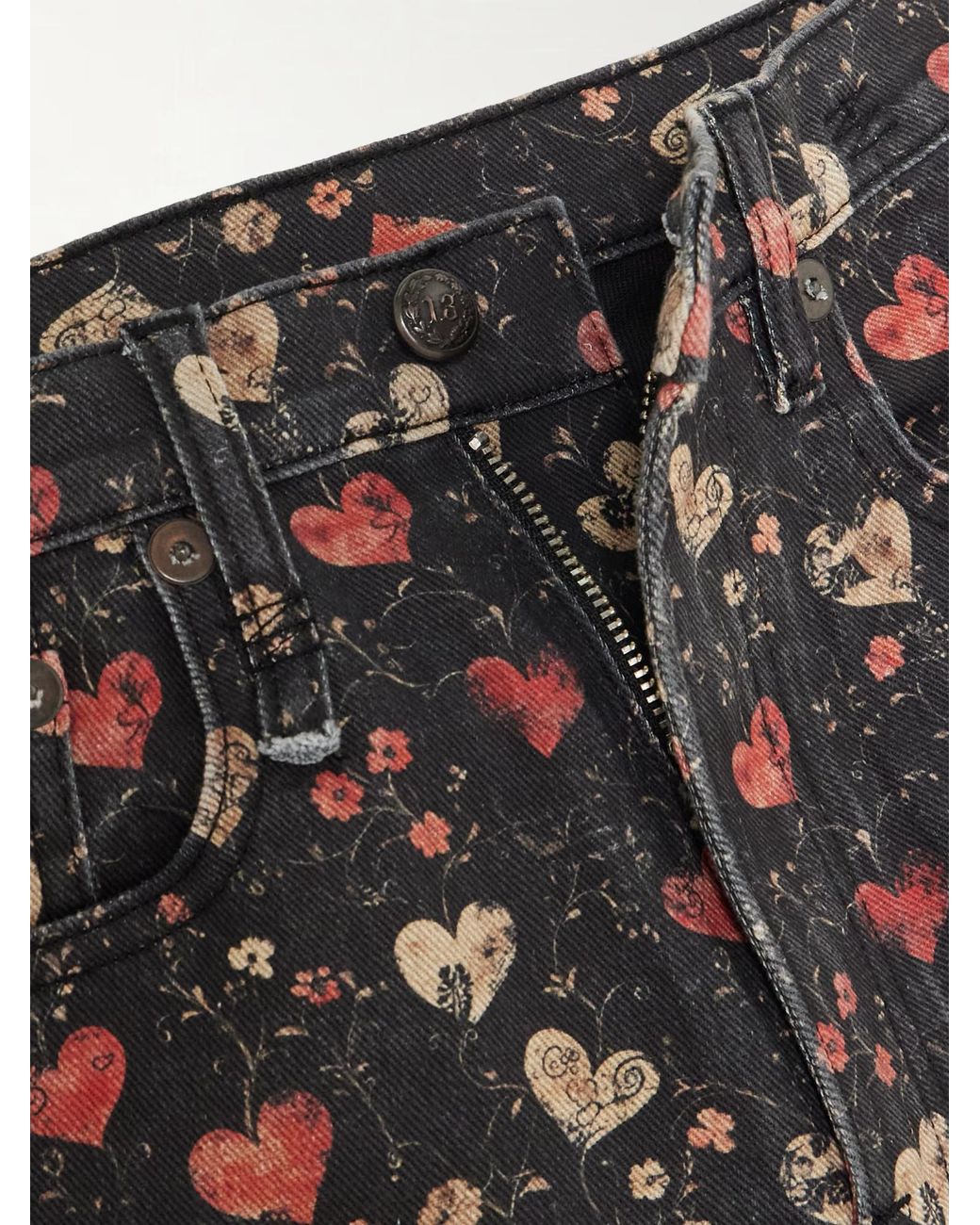 R13 Gray Jane Printed Mid-Rise Jeans