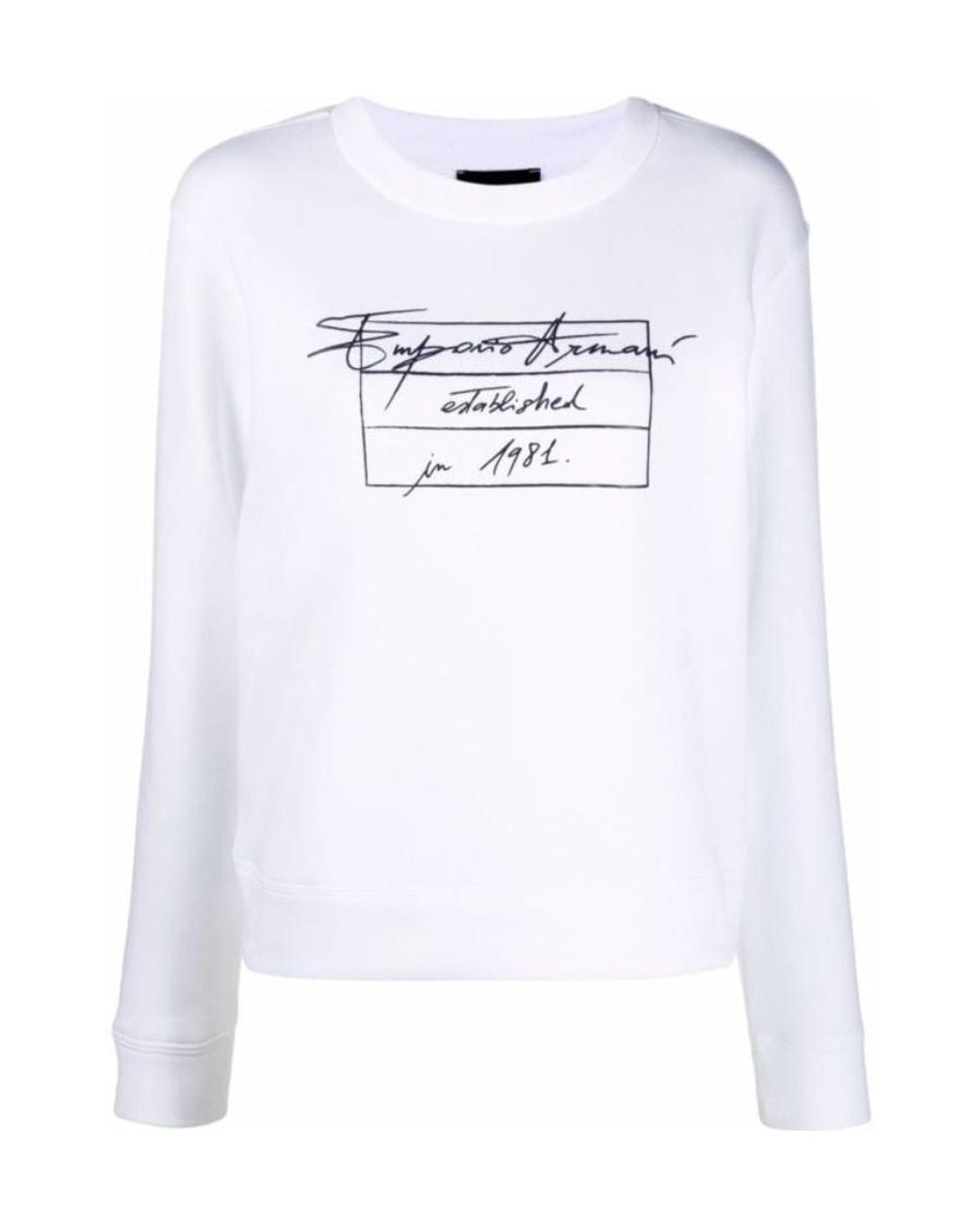 Emporio Armani White Graphic-Print Cotton-Blend Sweatshirt