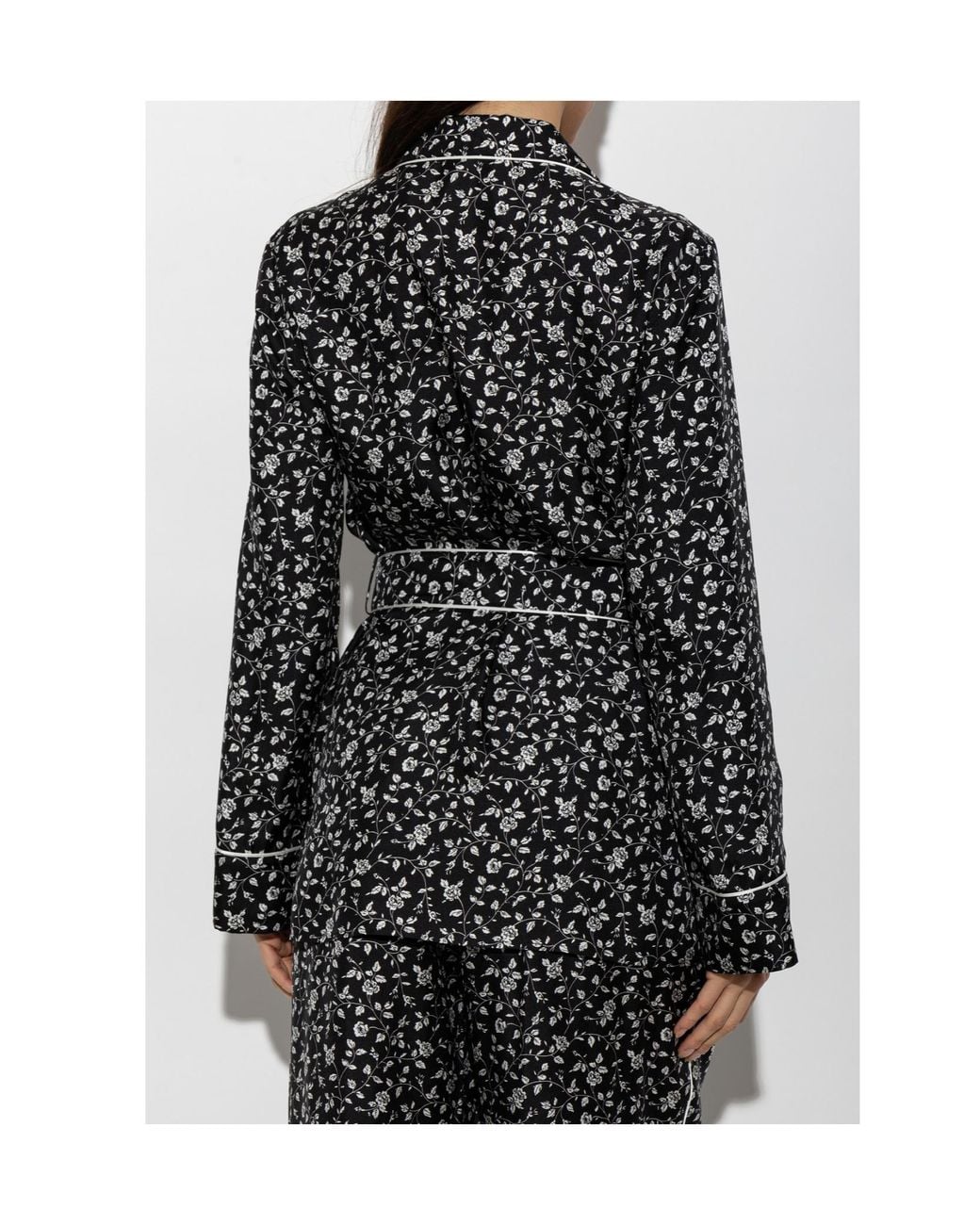 Dolce & Gabbana Black Floral Belted Pajama Shirt