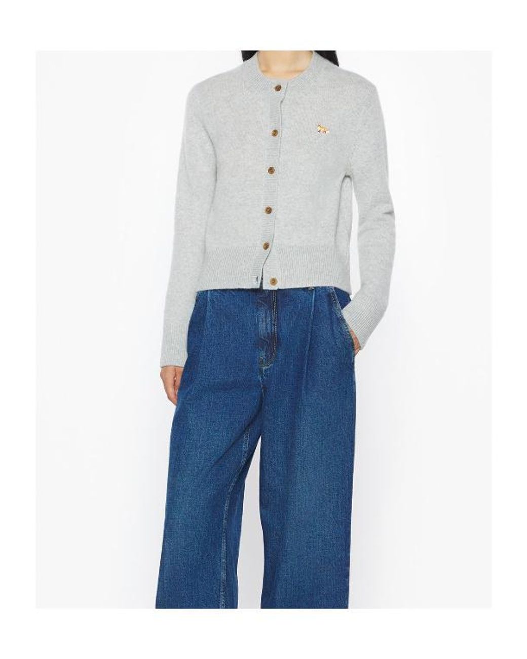 Maison Kitsuné White Maison Kitsuné Fox Patch Knitted Cardigan