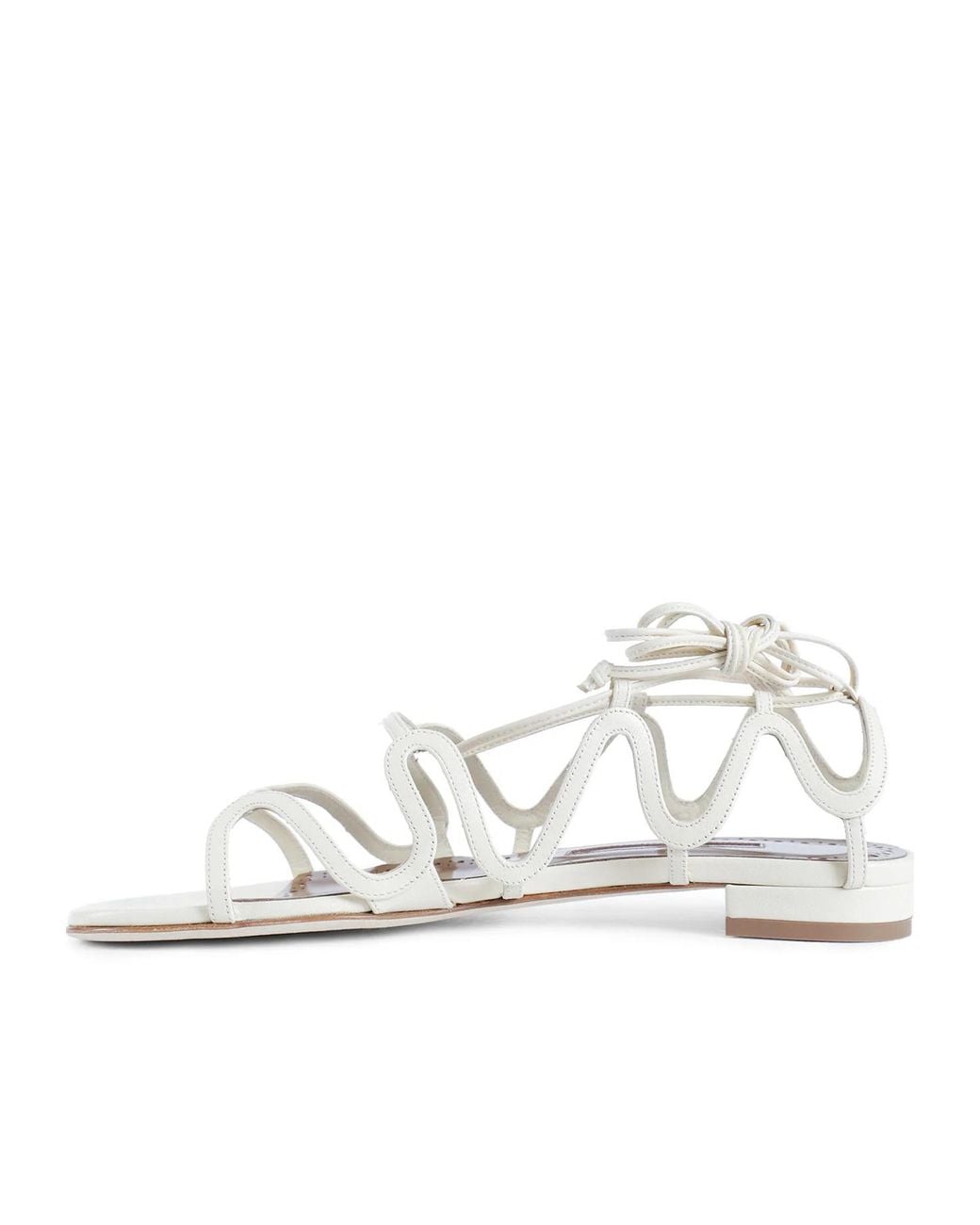 Manolo Blahnik White Fawdaflat Flat Sandals