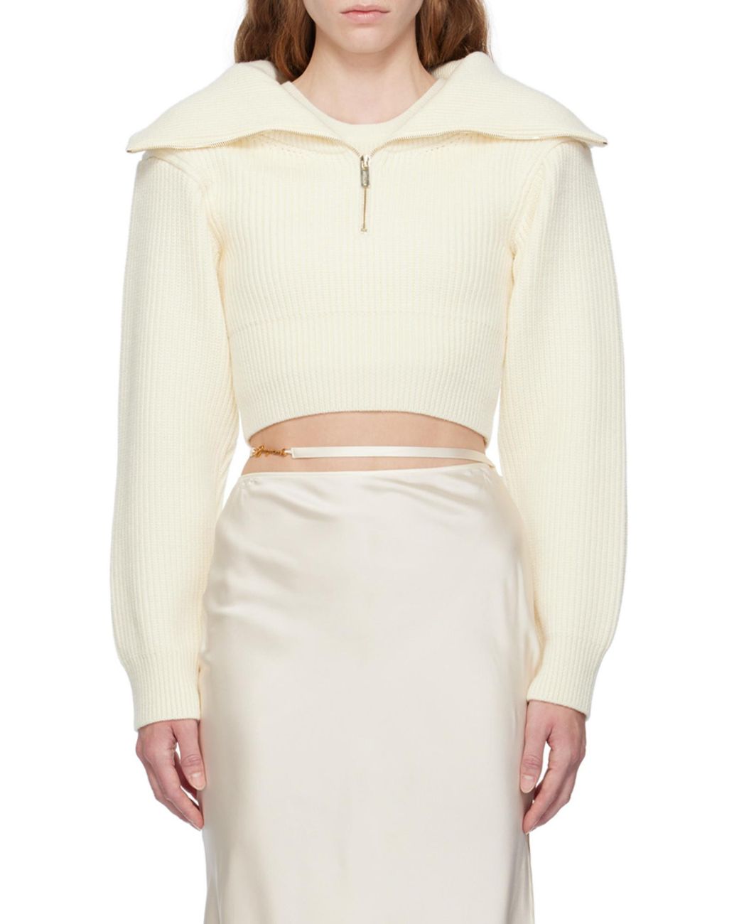 Jacquemus White Risoul Double Collar Sweater