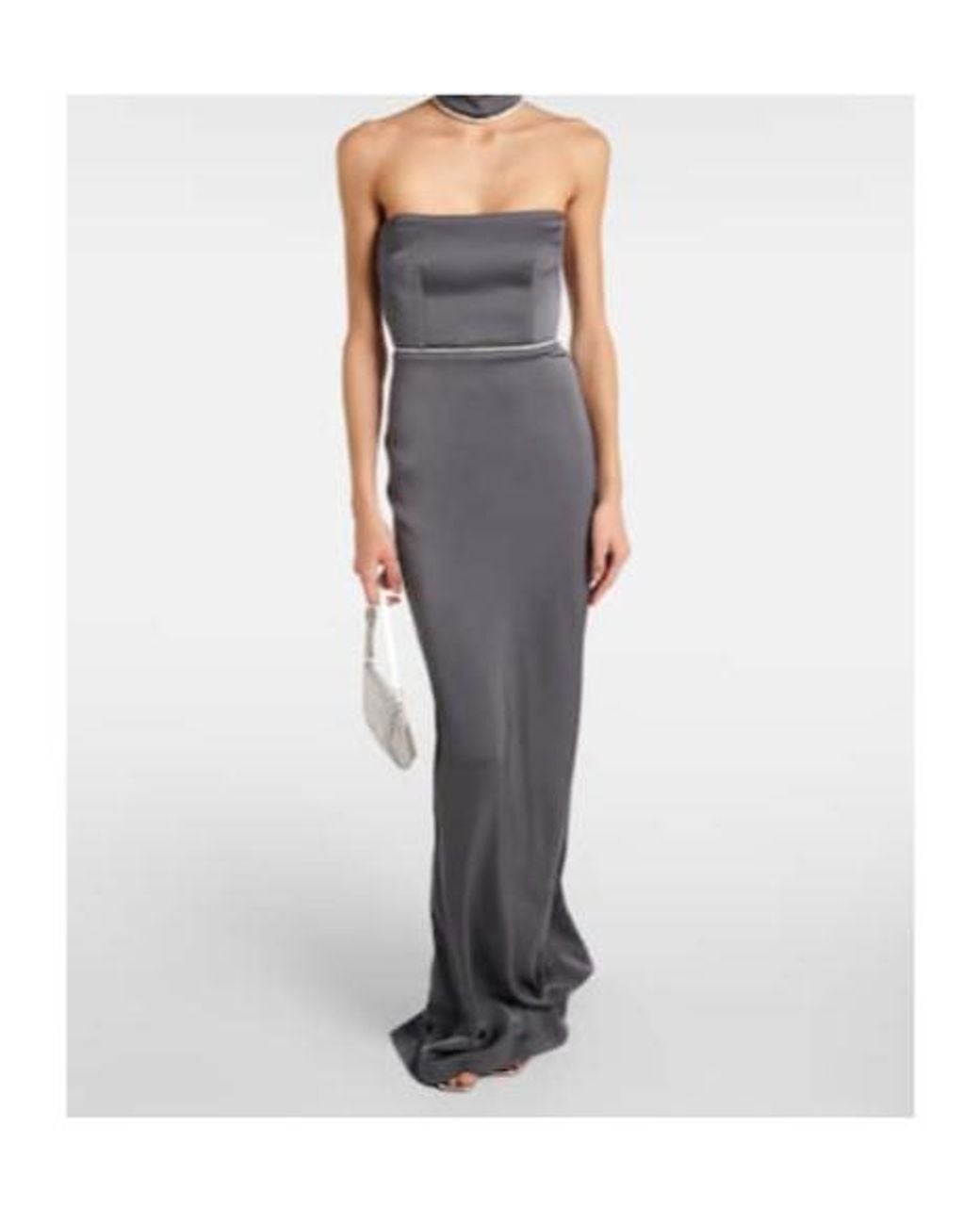 Alex Perry Blue Crystal-Embellished Satin Gown