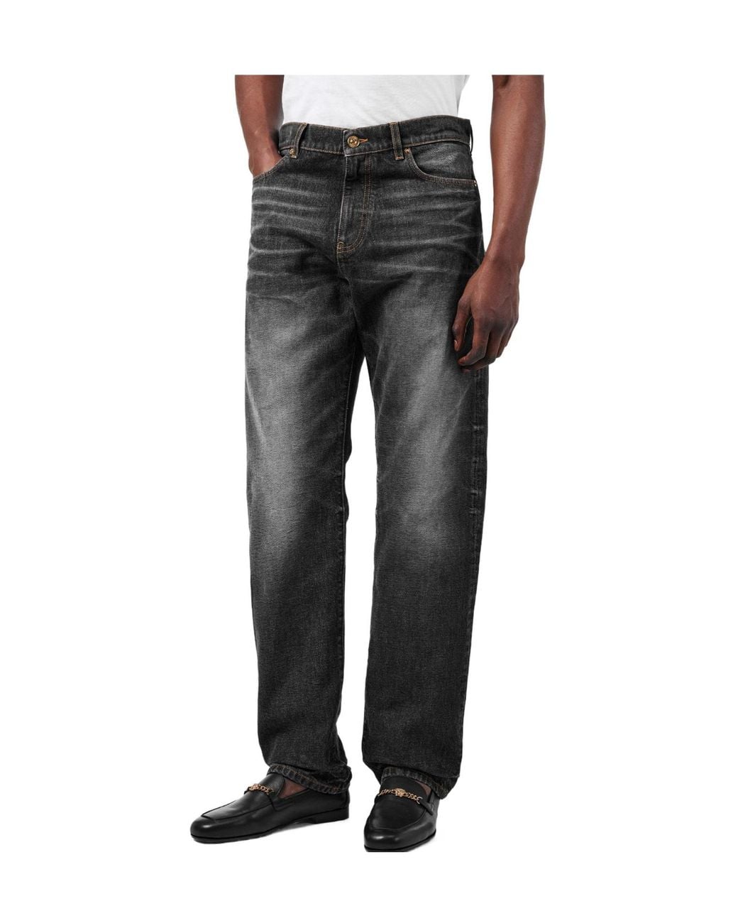 Versace Gray Washed Bootcut Jeans for men