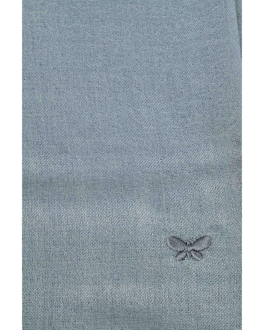 Weekend by Maxmara Blue Lightweight Knit Fringed Scarf
