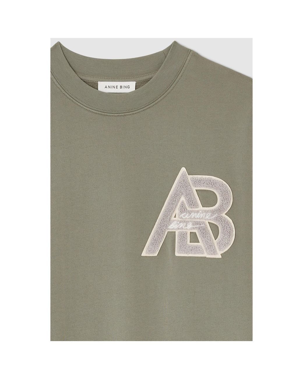 Anine Bing Green Loose Crew Neck Sweatshirt