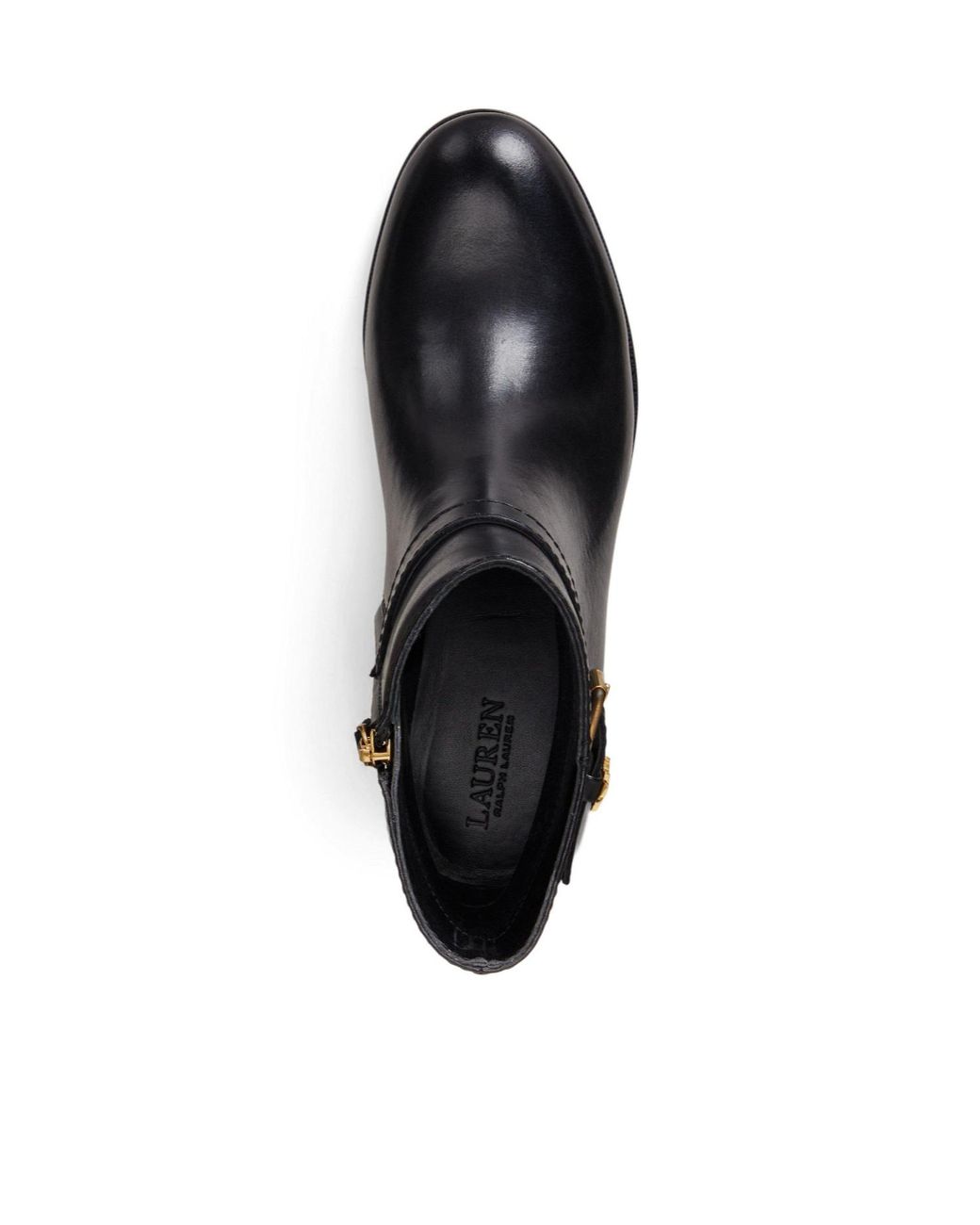 Ralph Lauren Black Leather Buckle Ankle Boots