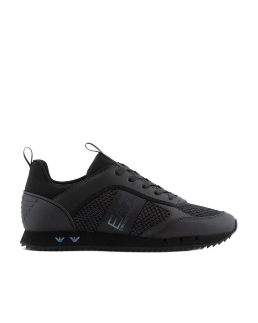 EA7 Black Logo-Print Panelled-Design Sneakers for men