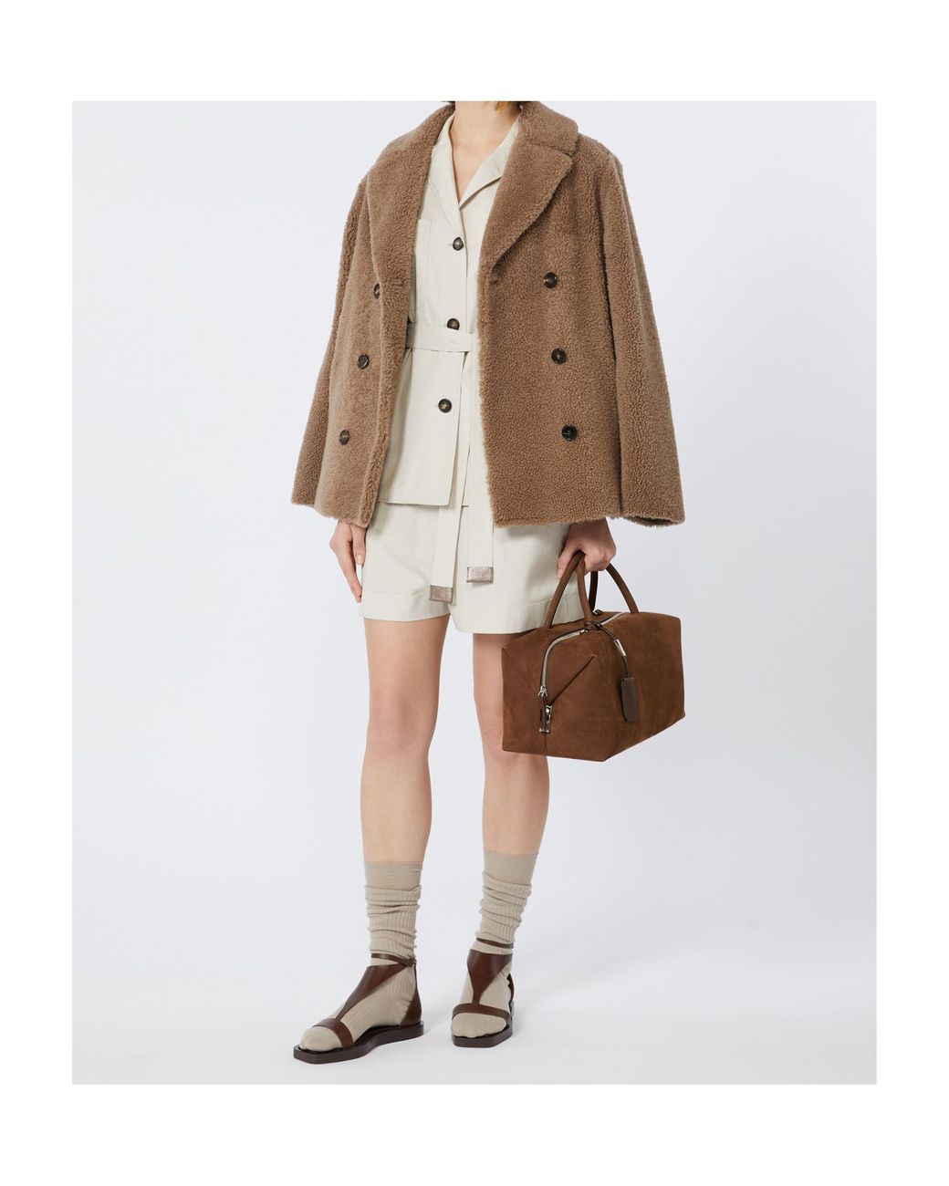 Max Mara Brown 'S Futura Double-Breasted Short Coat
