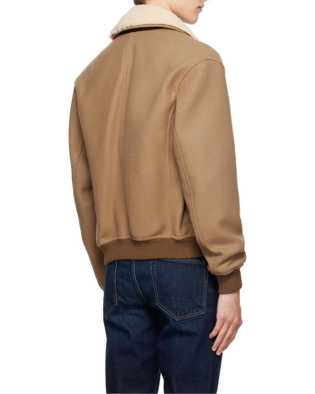 Tom Ford Blue Double Splittable Shearling Collar Bomber Jacket for men