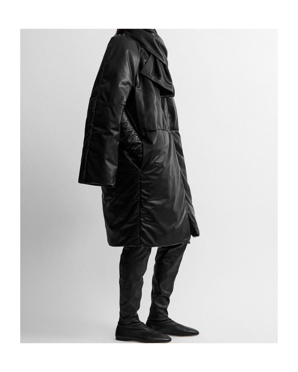 Totême Black Padded Leather Coat