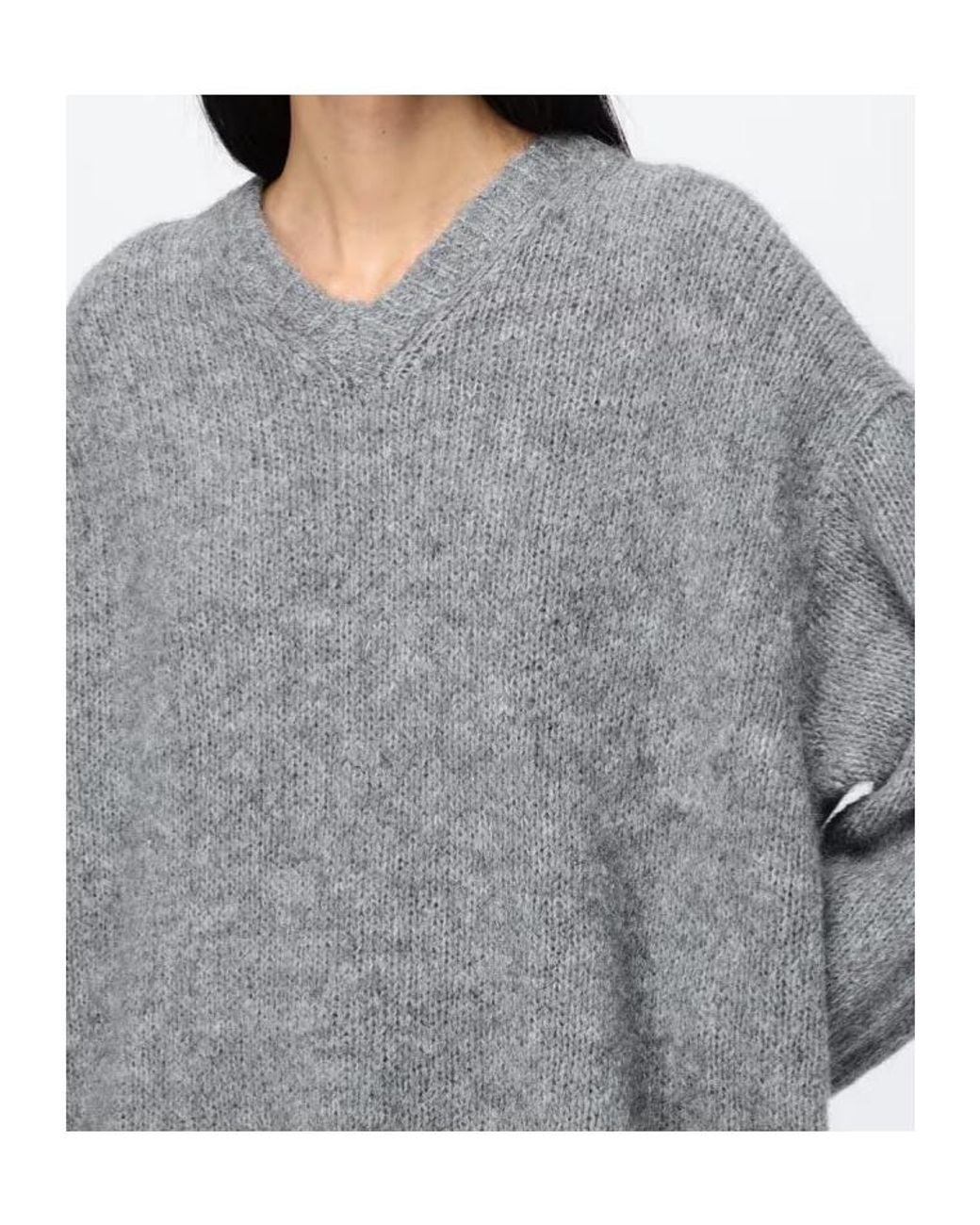 Filippa K Gray Oversized V-Neck Knitted Sweater