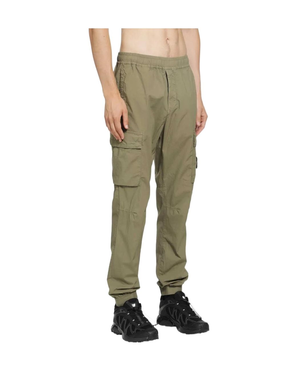 Stone Island Green Logo-Patch Cargo Pants for men