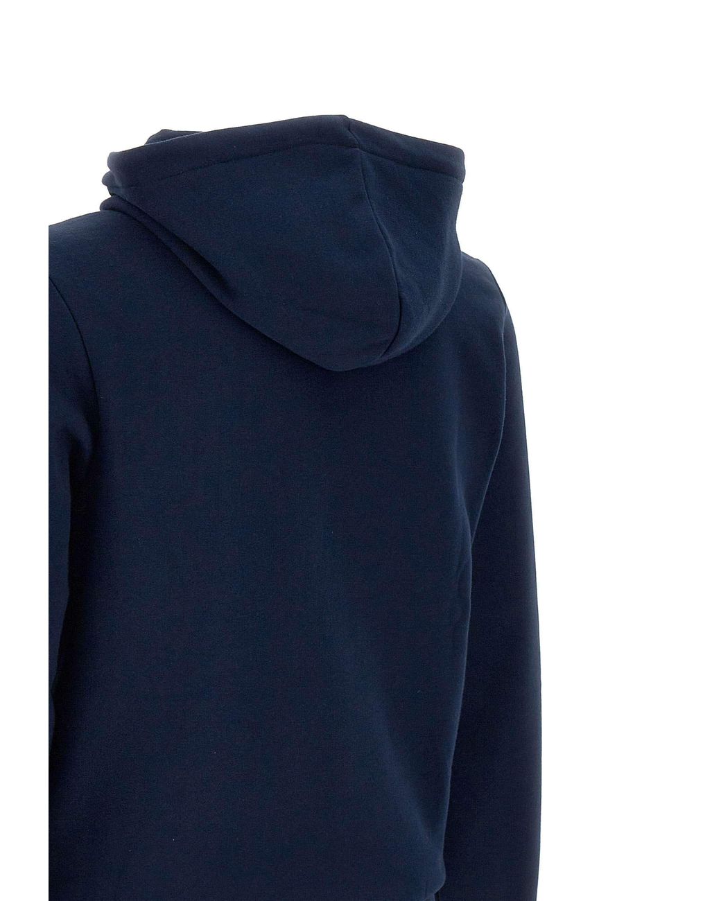 Lacoste Blue Logo Patch Zip-Up Drawstring Hoodie for men