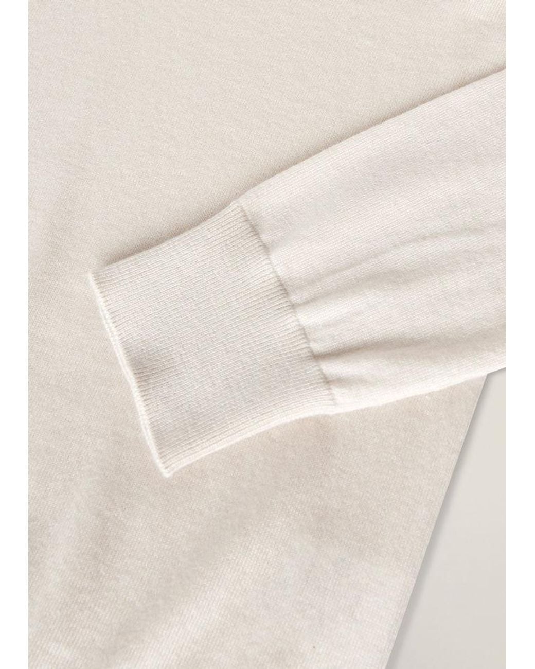 Loro Piana White V-Neck Long-Sleeved Top