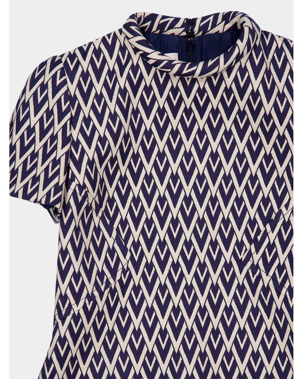 Valentino Gray All-Over Patterned Short-Sleeved Mini Dress